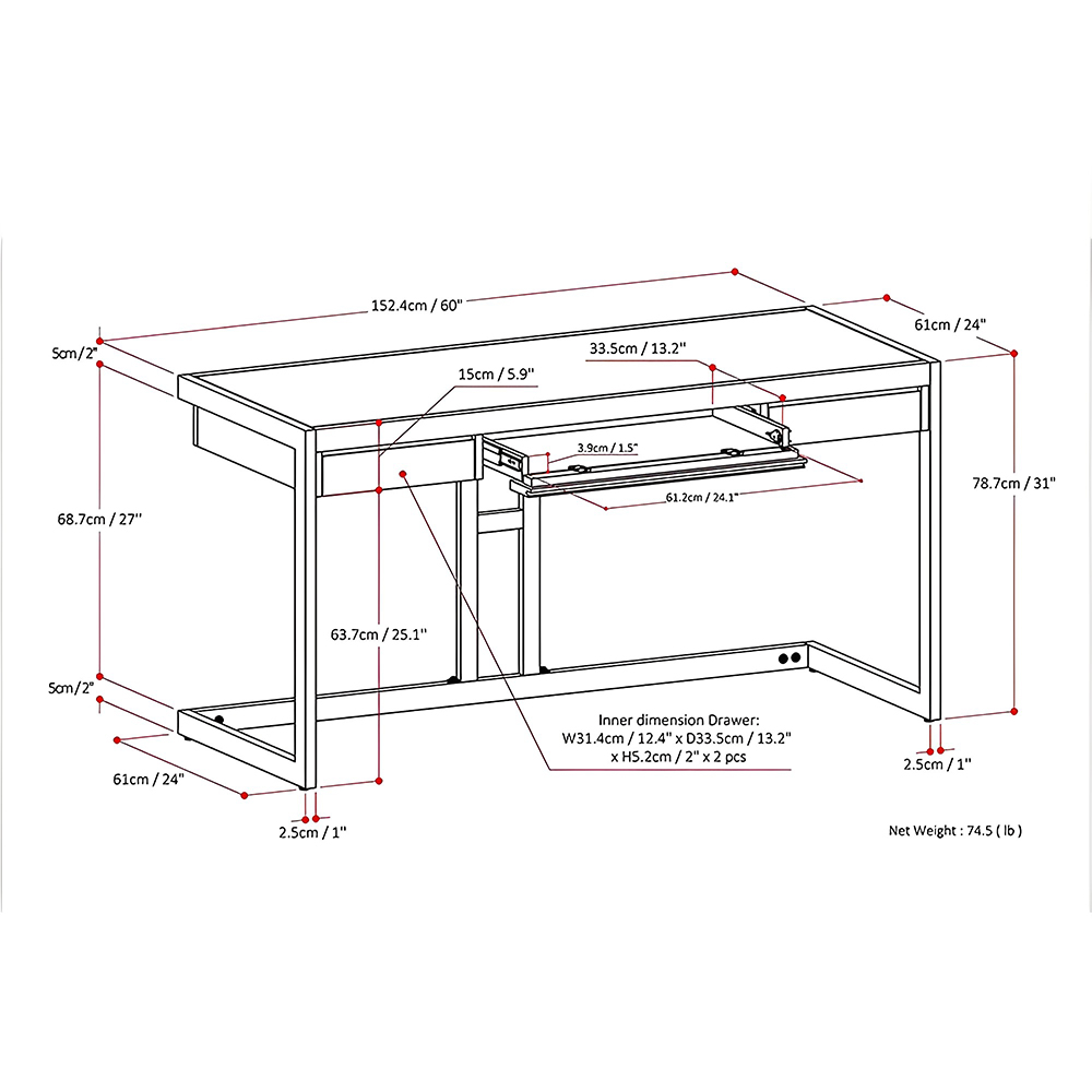 Nu-Deco Computer Desk MH23009