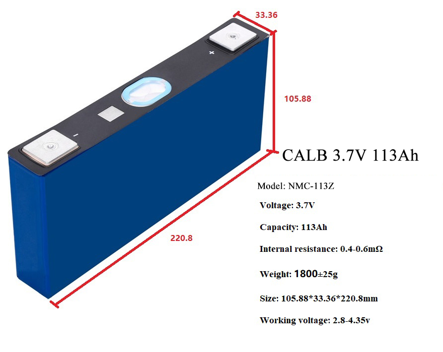 CALB New 3 7V 113Ah NMC Rechargeable Prismatic Cell NMC 523 Battery For