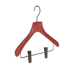 Color luxury leather wooden hangers with clips