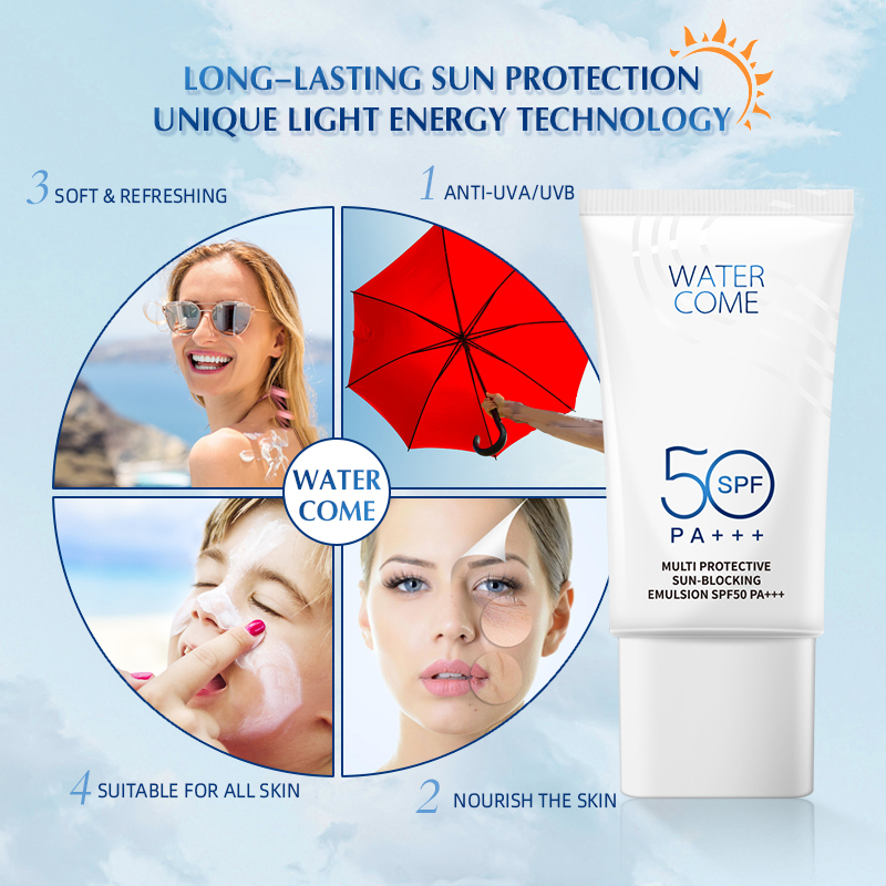 WATERCOME Facial Sunscreen Spf 50 pa Skin Whitening Sun Protection Lotion Custom Logo Sunblock Moisturizing Sunscreen