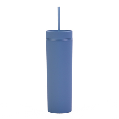 16oz Double Wall Reusable Matte Acrylic Skinny Plastic Tumblers with Lids