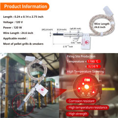 90S Ignition Time Mini Silicon Nitride Hot Rod Igniter Pellet Grill Igniter Replacement Fits Pitboss, Traeger & Camp Chef Official Recommended Heating Element Hot Rod For Pellet Grills