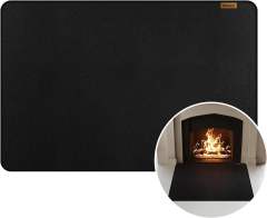 60x40 Inch Double-Sided Fireproof Fireplace Mat, Waterproof & Oil Proof BBQ Under Grill Mat, Fiberglass Wood Stove & Hearth Rug, Ember & Spark Floor Protector for Deck & Patio, Black