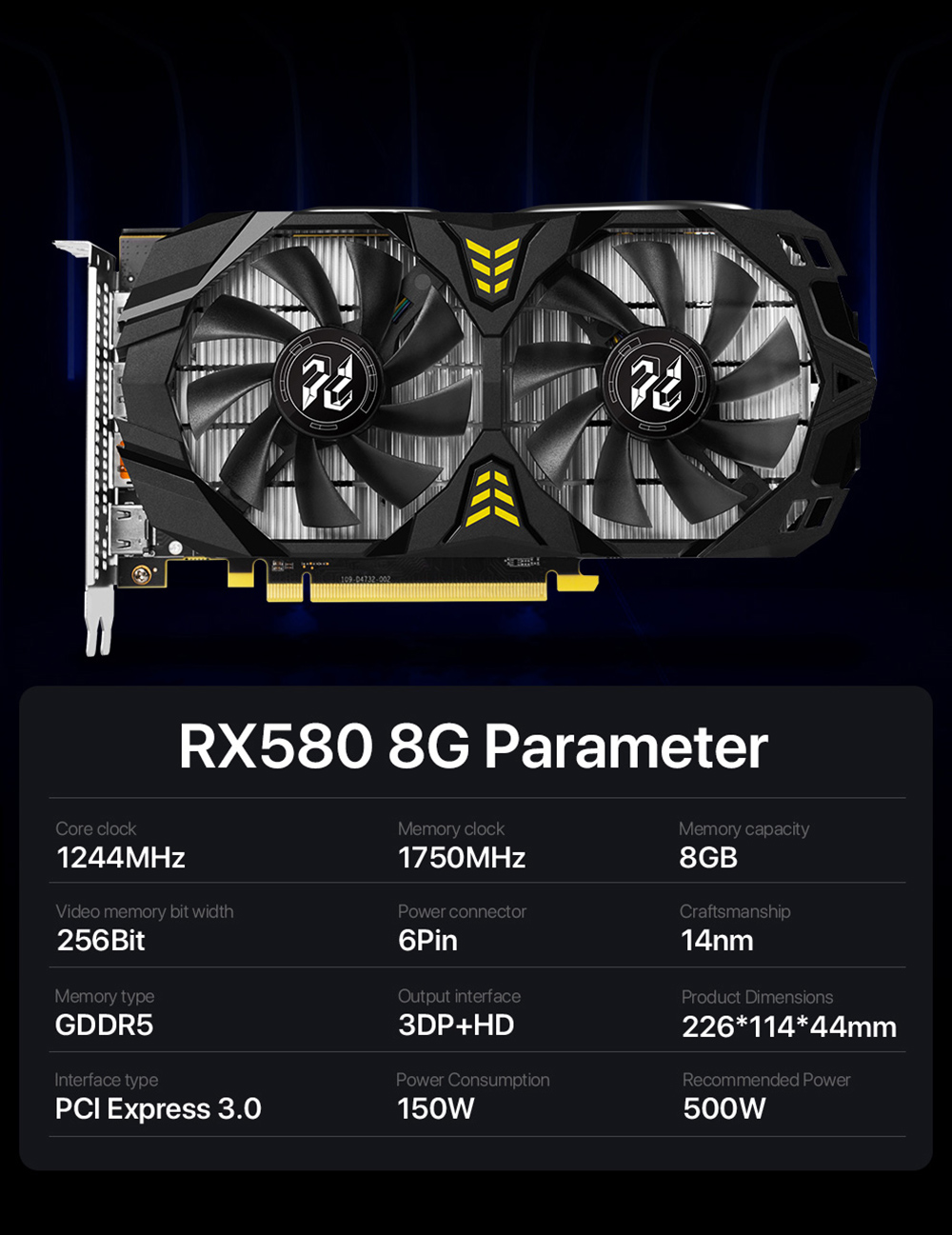 PELADN, RX 580 Graphics Card, Graphics Card, Gaming Graphics Card, Video Card