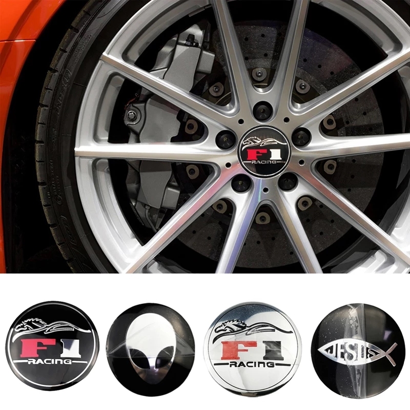 56mm Wheel Hub F1 Stickers for Toyota Rav4 Audi A4 Volkswagen Passat Abarth Opel Astra Skoda MG Evoque