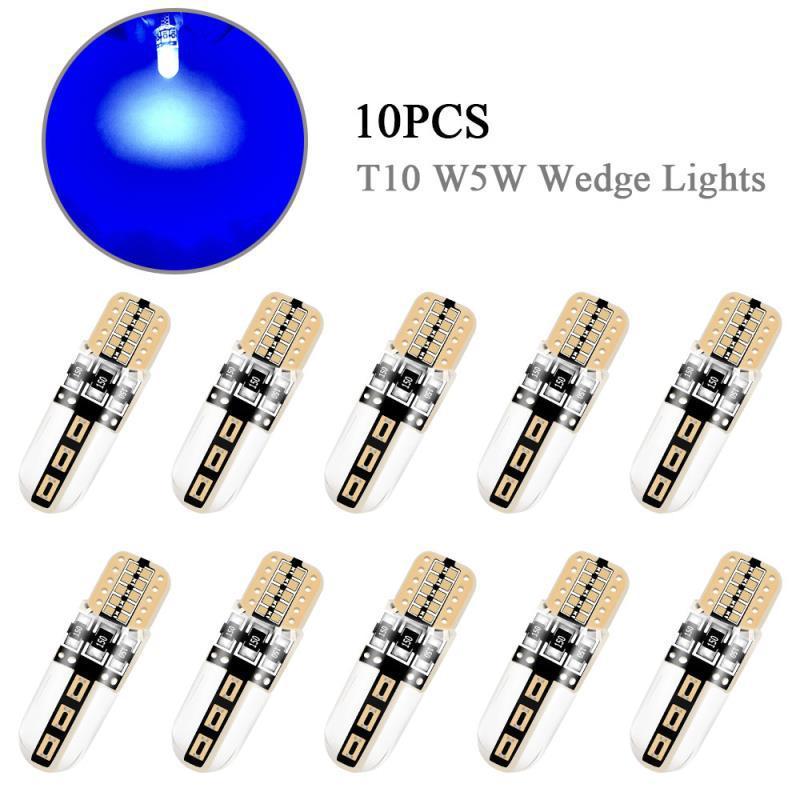 10x Car LED W5w T10 Side Light Silicone Short Crystal Lamp 168 194 2825 2827 LED Bulb