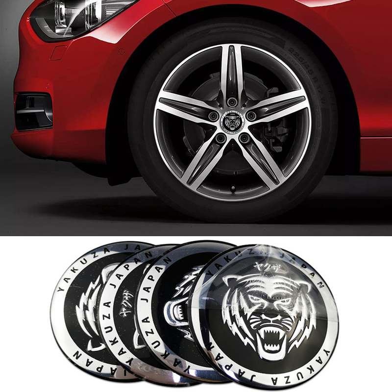 56mm Japan Tiger Sticker Wheel Hub Caps for Mercedes Benz W205 W210 Subaru Toyota Lexus Acura Suzuki Infiniti