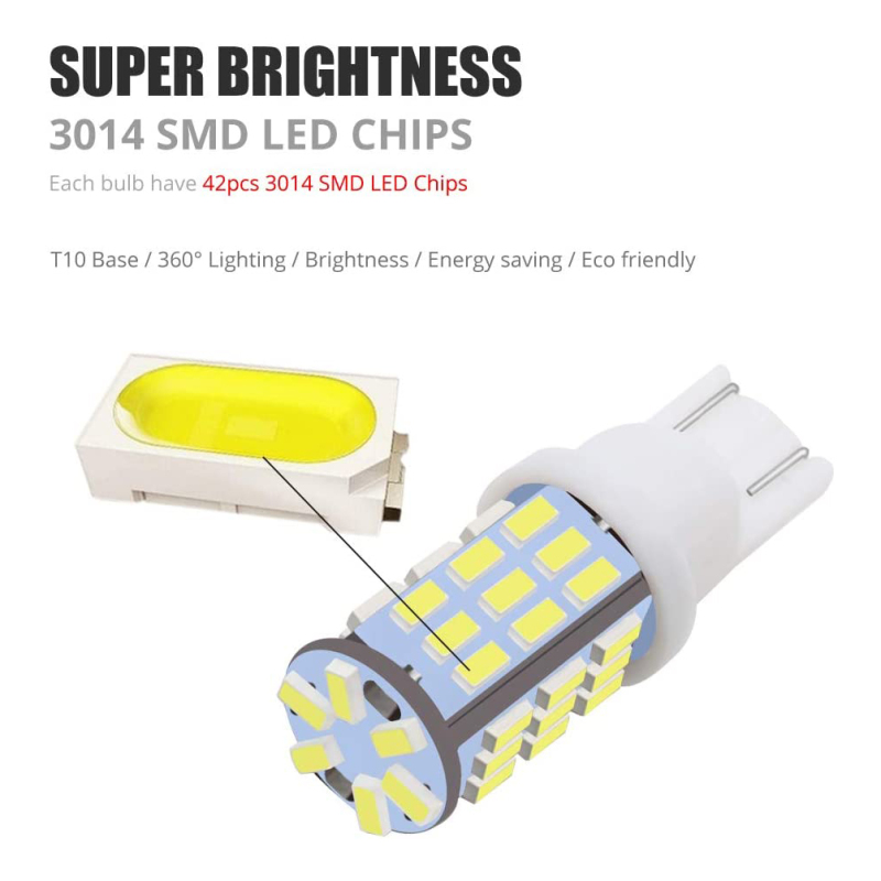 6x T10 LED Interior Lights Bulb for Car Trunk License Plate Side Marker Light