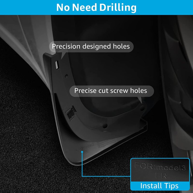 Tesla Model 3 Mud Flaps Front Rear Splash Guards Fender Kit 2022 Upgraded (Set of Four) No Need to Drill Holes