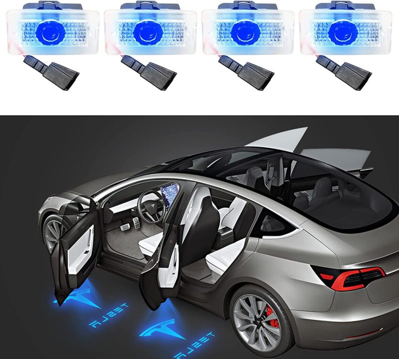 2016-2022 Tesla Model Y Model 3 Model S, 2016-2021 Model X Integration Ultra-Brights Step Led Puddle Door Lights Never Fade with Extension Cord, Pack