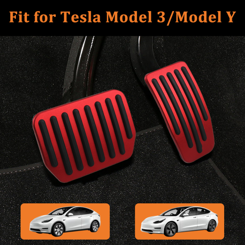SENZEAL Pedal Covers for Tesla Model 3 Model Y Aluminum Alloy Non-Slip