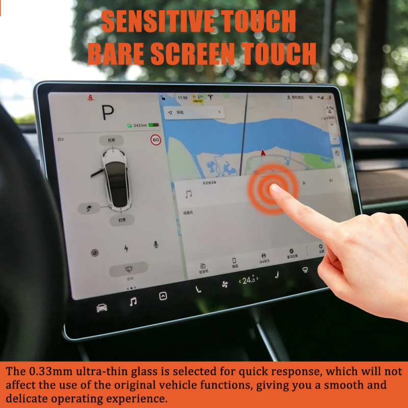 SENZEAL HD Screen Protector for Tesla Model 3 Model Y Tempered Glass Navigation Touch Screen Protector Accessories 9H Anti-Fingerprint Anti-Impact