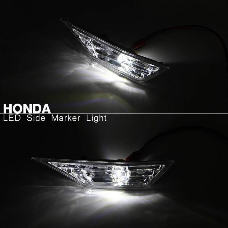 Front LED Side Marker Lights for Honda Civic 10th Gen 2016-2021 Coupe Hatchback with T10 Light Bulbs OEM#H02551127N Smoke/Clear Lens