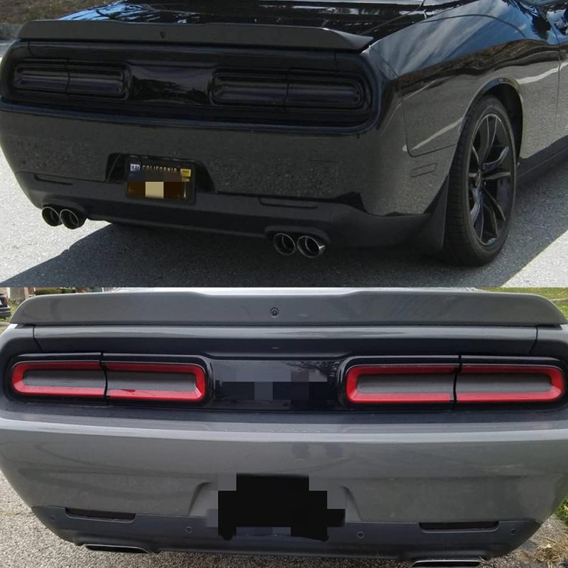 LED Rear Bumper Reflector Lights for 2015-2022 Dodge Challenger Smoked Lens Red Tail Lamps 80-SMD LED Reflector Light Kit