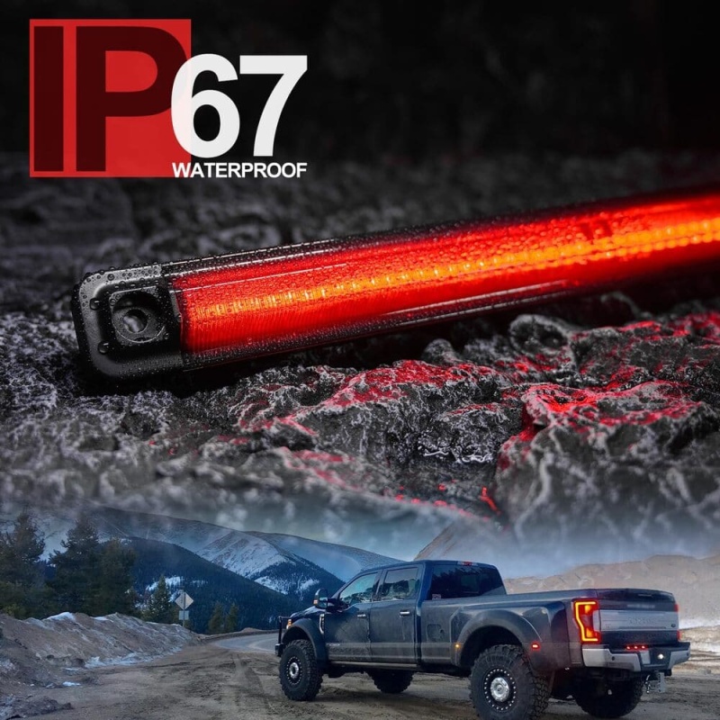 Led Tailgate Light Bar Replacement for 2017-2023 Ford F350 F450 F550 Dually DRW Bright Red 54-SMD LED Rear Brake ID Lamp Smoked Lens OEM #HC3Z13A613B