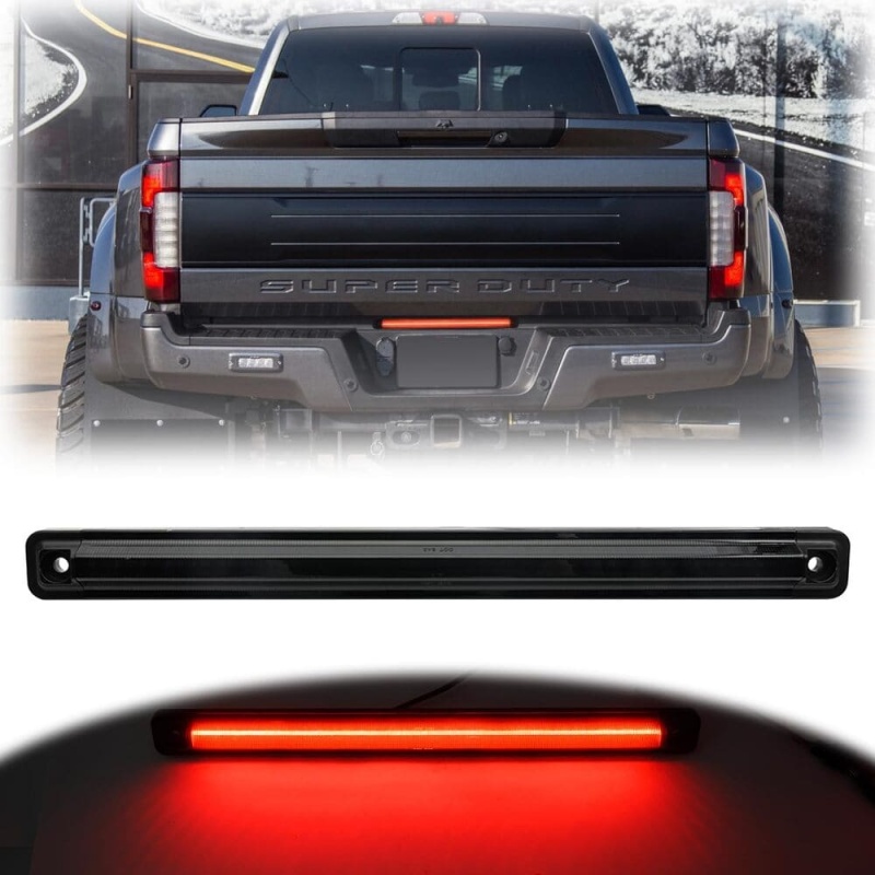 Led Tailgate Light Bar Replacement for 2017-2023 Ford F350 F450 F550 Dually DRW Bright Red 54-SMD LED Rear Brake ID Lamp Smoked Lens OEM #HC3Z13A613B