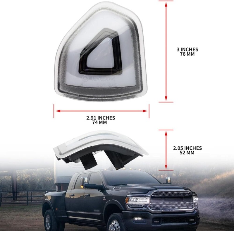 LED Side Mirror Turn Signal Lights Replacement for 2021-2023 Ram 1500 2019-2022 RAM 2500 3500 Pickup, Amber Towing Mirror Switchback White Parking Lamp Assembly Pair Smoked/Clear Lens 68460762AA 68460763AA