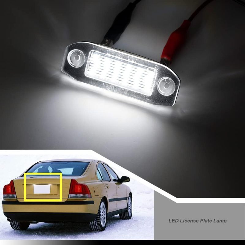 LED License Plate Lights Replacement for 2009-2017 Volvo XC60 2003-2014 XC90 S60 Xenon White 18-Led Number License Plate Lamps Bulb OEM Fit Canbus Error Free