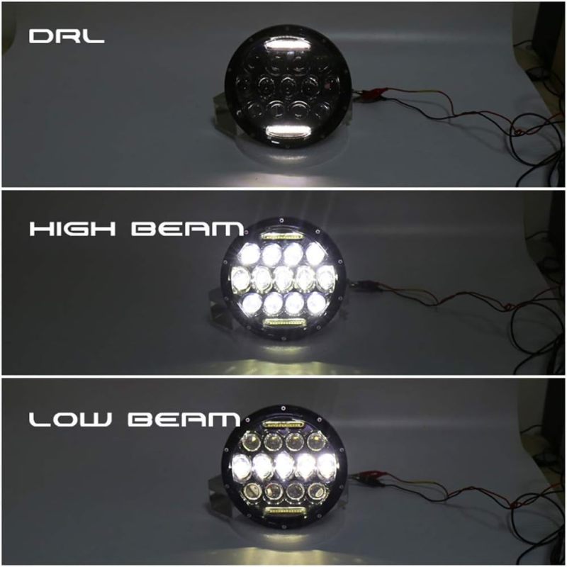 NSLUMO 7 Inch LED Headlight 75w LED Driving Headlight Replacement Kit for LandRover Defender 90 110 Super Bright High Low Beam & DRL H4 Socket H5024 H6017 H6024 Sealed Beam Led Truck Headlights
