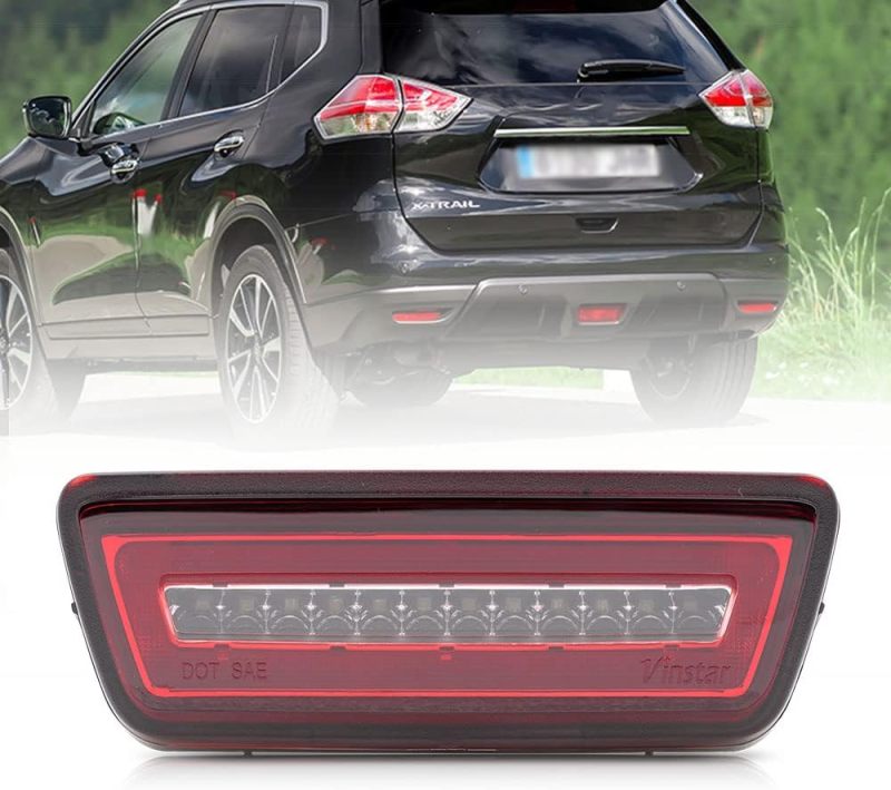 NSLUMO Led Rear Fog Backup/Reverse Brake Light for Nissan Rogue Pathfinder Murano Juke X-Trail T32 Clear Lens 3-In-1 LED Rear Fog Light White Backup Reverse Lamp & Red Tail Light