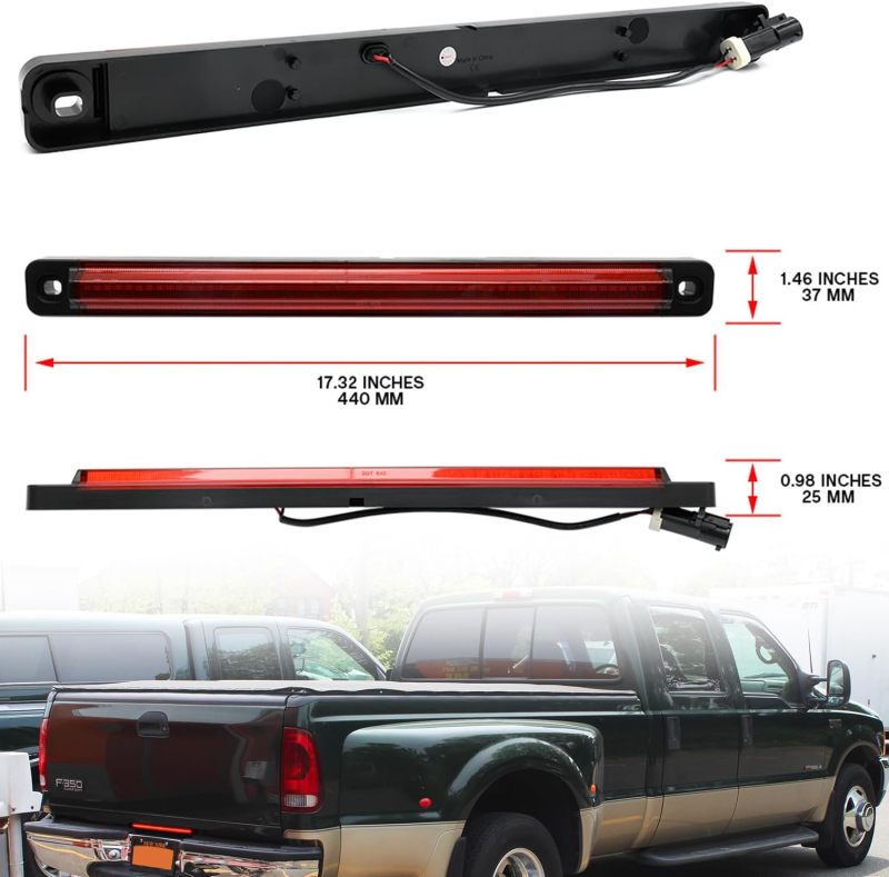 NSLUMO Led Tailgate Light Bar Replacement for 1999-2016 F-ord F350 Dually F450 F550 Bright Red 54-SMD LED Rear Brake ID Lamp Red Lens OEM #F81Z15444AA