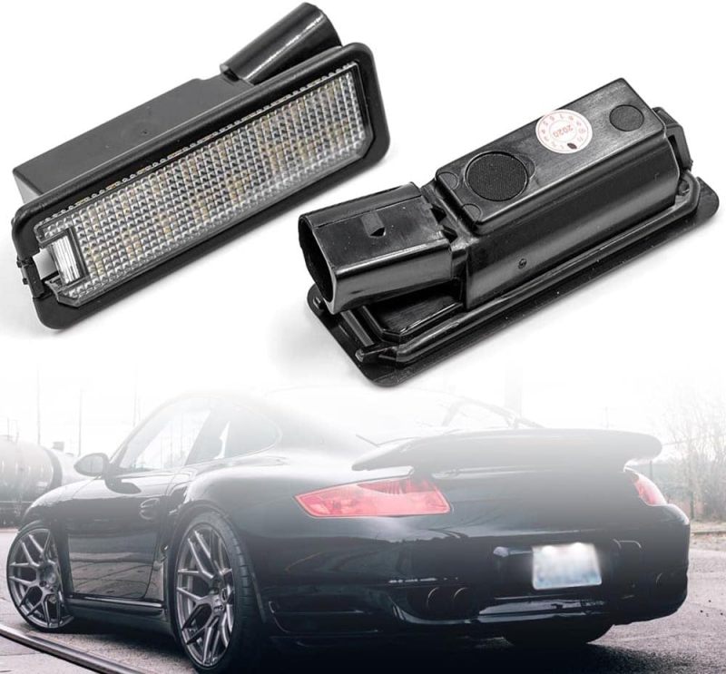 NSLUMO Led License Plate Light Bulb Replacement for Porsche 911 996 997 991 992 Box-ster 718 Cayman 970 971 Super Bright 16SMD Led Tag Liamp Canbus Xenon White OEM Fit