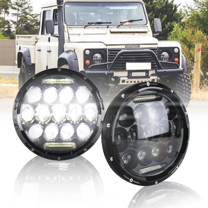 NSLUMO 7 Inch LED Headlight 75w LED Driving Headlight Replacement Kit for LandRover Defender 90 110 Super Bright High Low Beam & DRL H4 Socket H5024 H6017 H6024 Sealed Beam Led Truck Headlights
