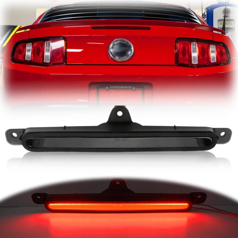 NSLUMO Led Third Brake Light Replacement for F-ord Mustang 2010 2011 2012 2013 2014 S197 Red Strip LED 3rd Brake Center High Mount Stop Lamp Smoked Lens CHMSL AR3Z13A613A