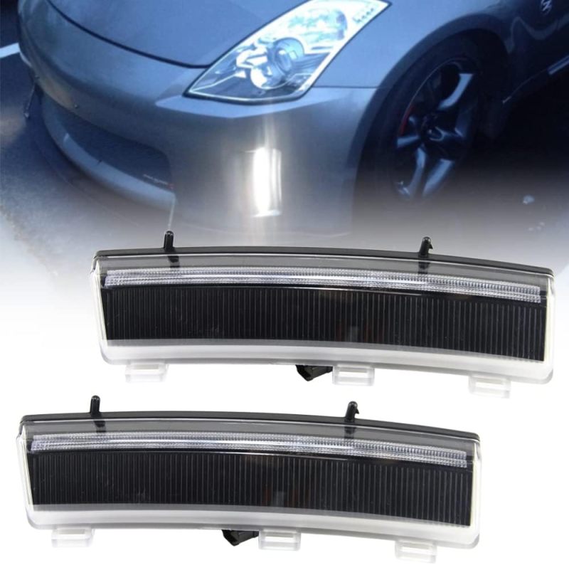 NSLUMO 3D Daylight DRL Led Light Assembly for Ni'ssan 350Z/Z33 06-09 Ultra-bright White LED Daytime Running Lights with Amber/Yellow Turn Signal Light Smoked Lens(2006-2009 Ni'ssan 350Z LCI)