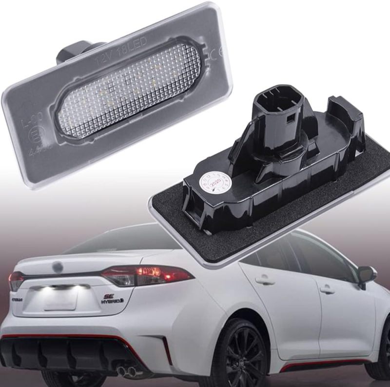 NSLUMO LED License Plate Light Assembly for 2014-2021 Corolla OEM Fit Replacement Xenon White 18-SMD Error Free Led Number Plate Lamp Rear Tag Light