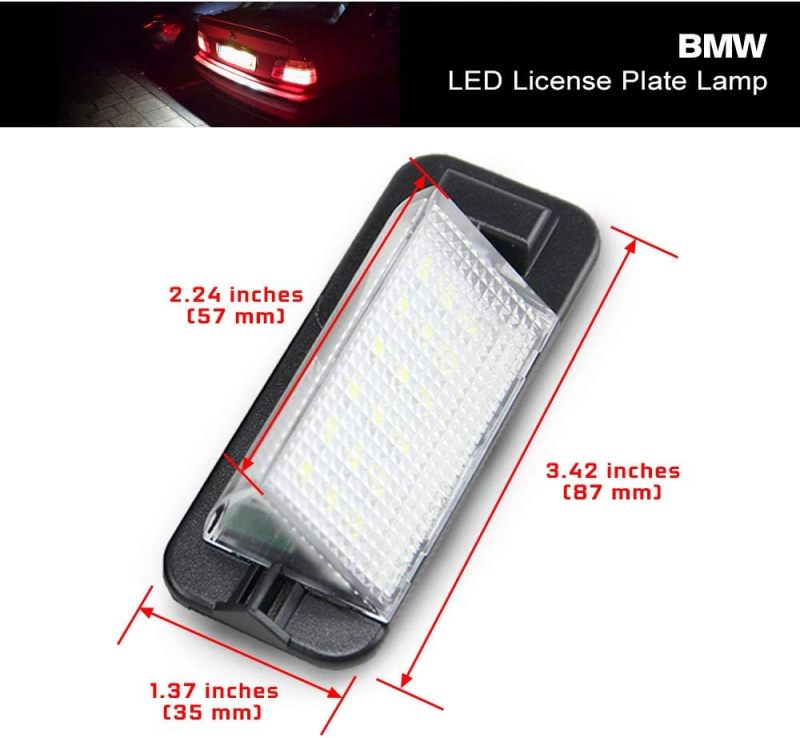 E36 Led License Plate Light Replacement for B-MW E36 3 series 318i 325i 328i 1992 1993 1994 1995 1996 1997 1998 Led Number Plate Lamp Auto Rear Tag Light Assembly Direct Bulb Cover Housing Replacement