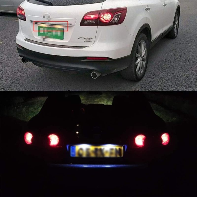 NSLUMO LED License Plate Light Assembly for Mazda CX9 CX-9 TB Mazda5, OEM Fit Replacement White 18-SMD Number Plate Led Tag Light
