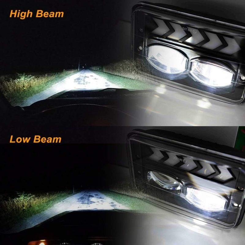 NSLUMO 7x6 Led Headlights 40W Square 5x7 inch Headlights with White DRL & Amber Arrow Dynamic Sequential Turn Signal H6054 Headlamp for Jeep Wrangler YJ Cherokee XJ Chevy To-yo-ta Pickup GMC Trucks