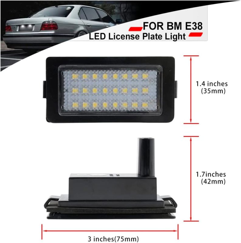 LED License Plate Bulb Replacement for E38 Error Free 18 LED License Number Plate Tail Light Assembly for BW E38 7 series 740i 740Li 750i 750Li 1995-2001