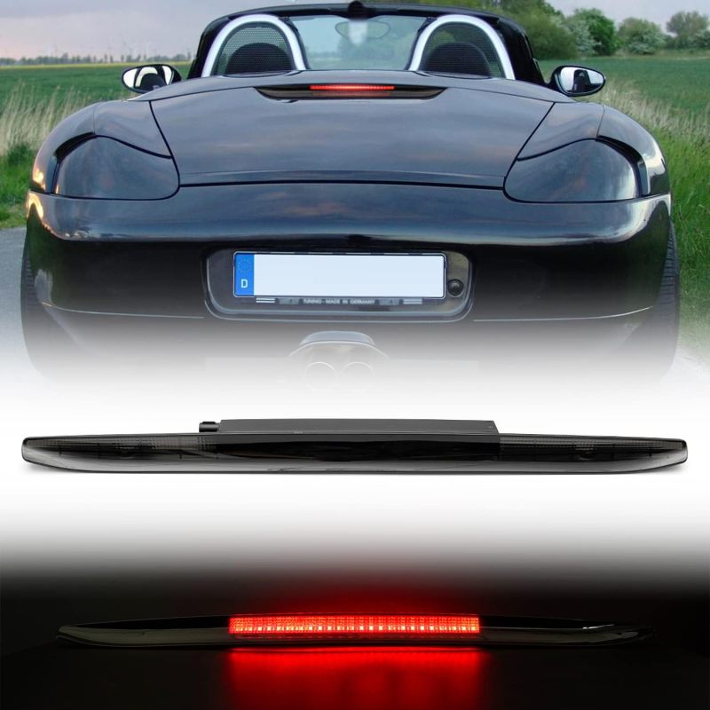 NSLUMO Led Third Brake Light Replacement for Porsche Box'ster 986 Coupe/Convertible 1997-2004 Red LED Trunk Lid 3rd Brake Center High Mount Stop Lamp Smoked Lens CHMSL