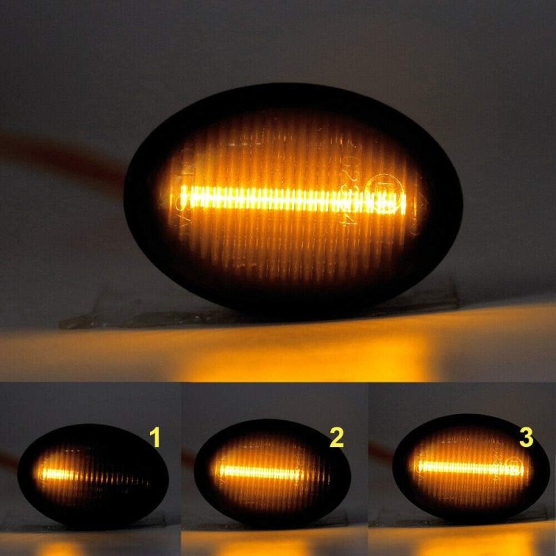 Sequential Amber LED Side Marker Light for 07-19 Fiat 500 500e 500c Abarth Smoked Lens 40-SMD Amber Front Marker Lights Replace OEM Sidemarker Lamps