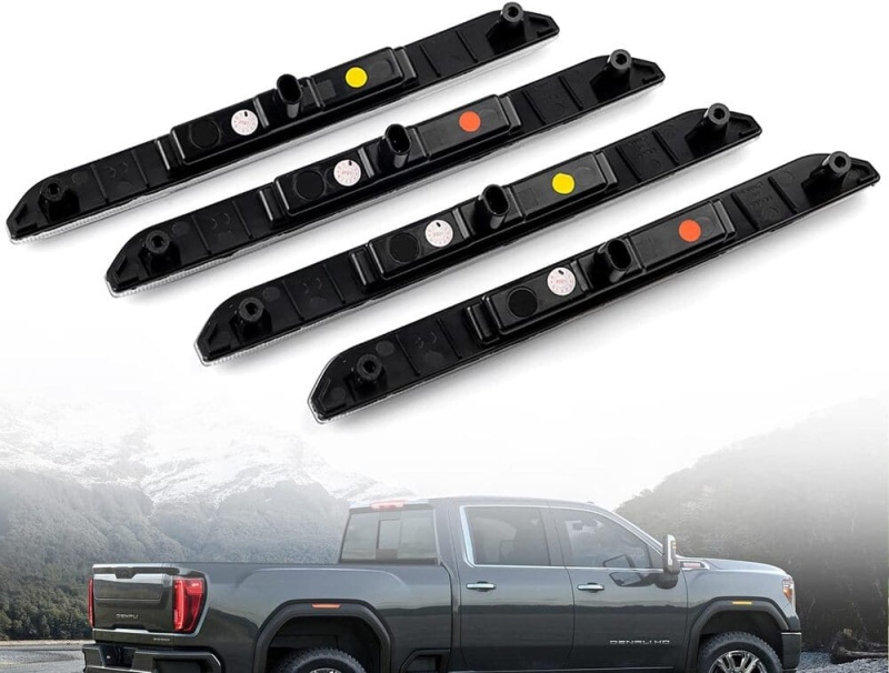 Led Side Marker Lights Replacement for 2020 2021 2022 GMC Sierra 2500HD 3500HD Pickup Amber Front Rear Side Markers Left Right Fender OEM Fit Sidemarker Lamps Kit Euro Smoked/Clear Lens