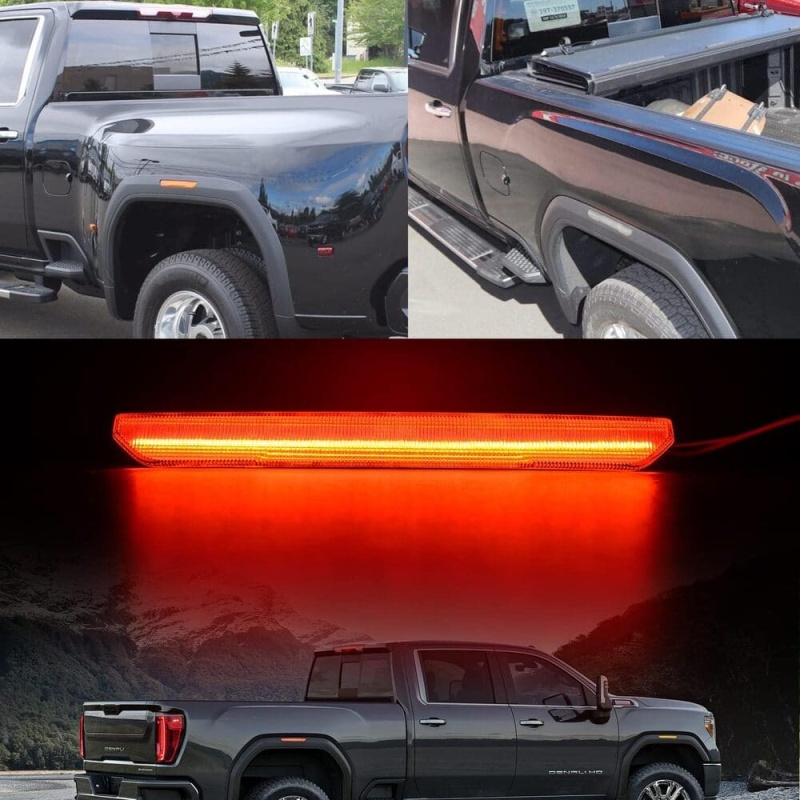 Led Side Marker Lights Replacement for 2020 2021 2022 GMC Sierra 2500HD 3500HD Pickup Amber Front Rear Side Markers Left Right Fender OEM Fit Sidemarker Lamps Kit Euro Smoked/Clear Lens