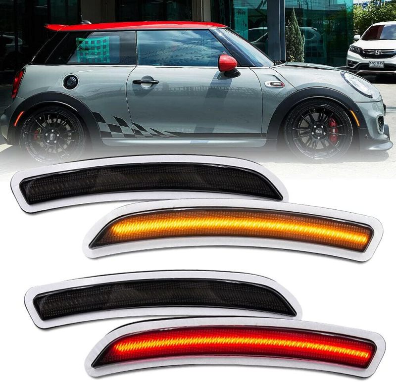 Amber Red LED Side Marker Lights for F55 F56 F57 MINI Cooper 2014 2015 2016 2017 2018 2019 Smoked/Clear Len