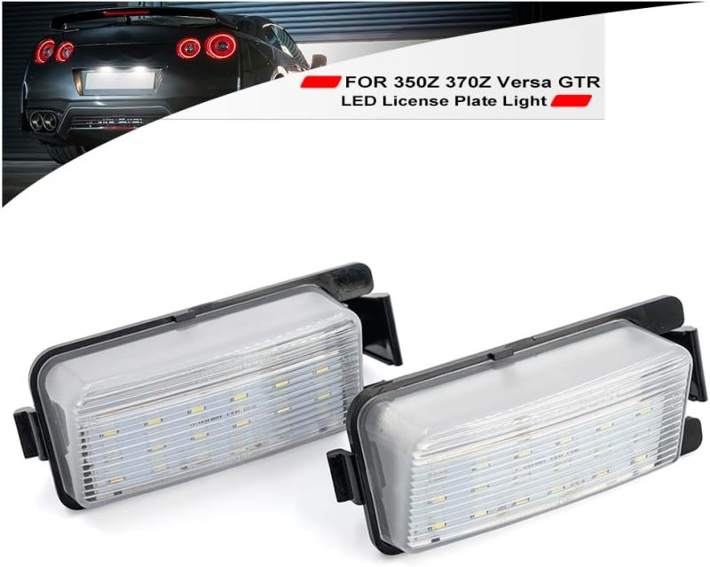 NSLUMO Led License Plate Light for 2003-2019 Ni'ssan 350Z 370Z Versa GTR Cube Leaf 6500K Xenon White Number Plate Light 18-SMD Rear Led Tag Lamp Assembly Replacement