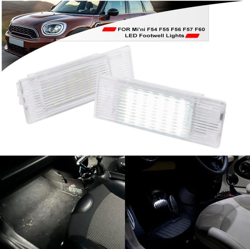 NSLUMO Led Interior Footwell Lights Replacement for 2014-2023 Mi'ni F55 F56 F57 F54 Clubman F60 Countryman 6500K Xenon White Under Dashboard Floor Courtesy Lamp Assembly Error Free