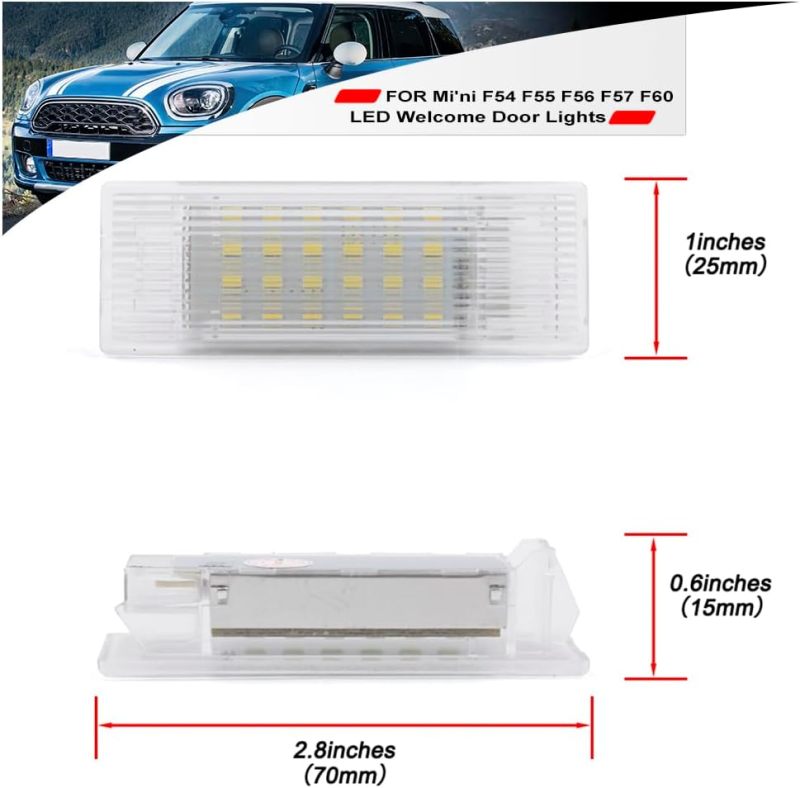 NSLUMO Led Courtesy Door Projector Lights for 2014-2023 Mi'ni F55 F56 F57 F54 Clubman F60 Countryman 6500K Xenon White Led Welcome Door Panel Lamp Assembly Error Free Door Step Light Replacement