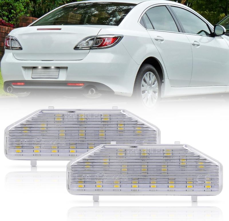 NSLUMO Led License Plate Light for 2004-2012 Mazda 6 RX8 6500K Xenon White Number Plate Light 18-SMD Rear Led Tag Lamp Assembly Replacement