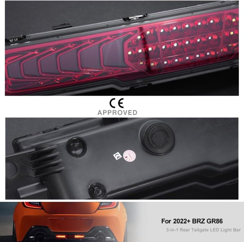 NSLUMO Sequential Rear Fog Reverse Brake Light Kit for 2022+ Su'baru BRZ To'yota GR86 3-In-1 LED Red Tail Light & Xenon White LED Backup Light Replacement
