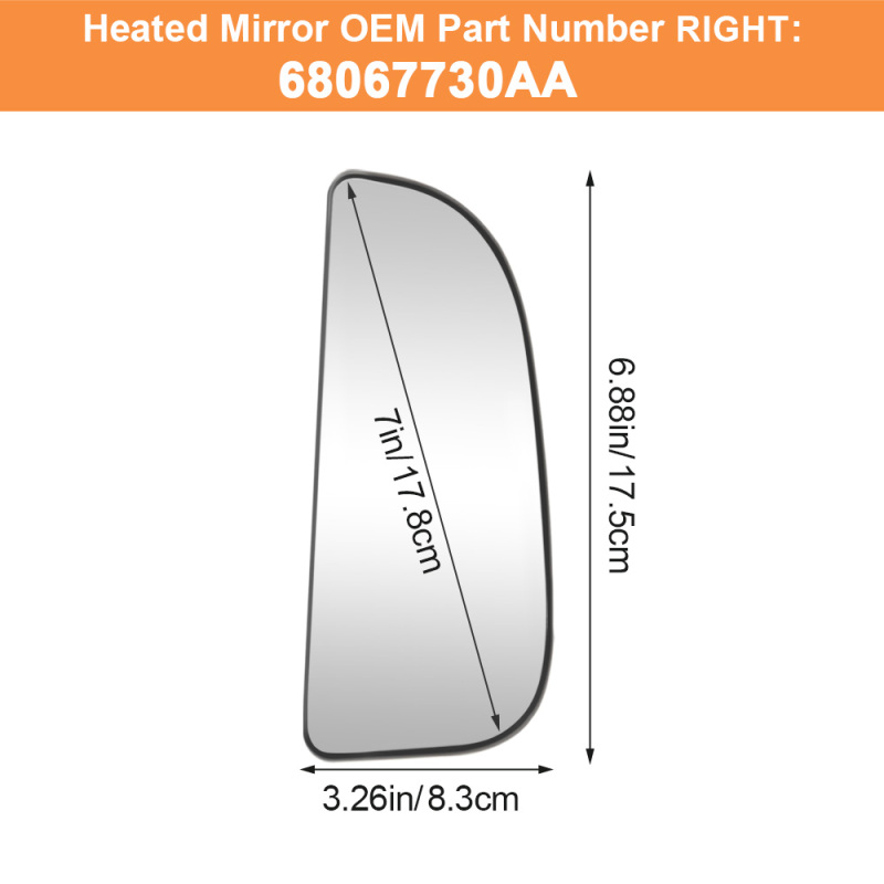 Side View Convex Lower Mirror Driver Left Side View Convex Mirror Backing Plate for 2009-2020 Dodge Ram 1500 2500 3500 4500 5500 Replacement 68067731AA 68067730AA