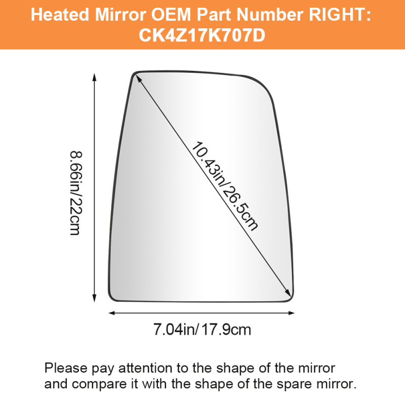 Side Heated Mirror Rear View Upper Mirror Glass Replacement for Ford Transit T150 T250 T350 2015 2016 2017 Convex Mirror Replaces CK4Z17K707B CK4Z17K707D