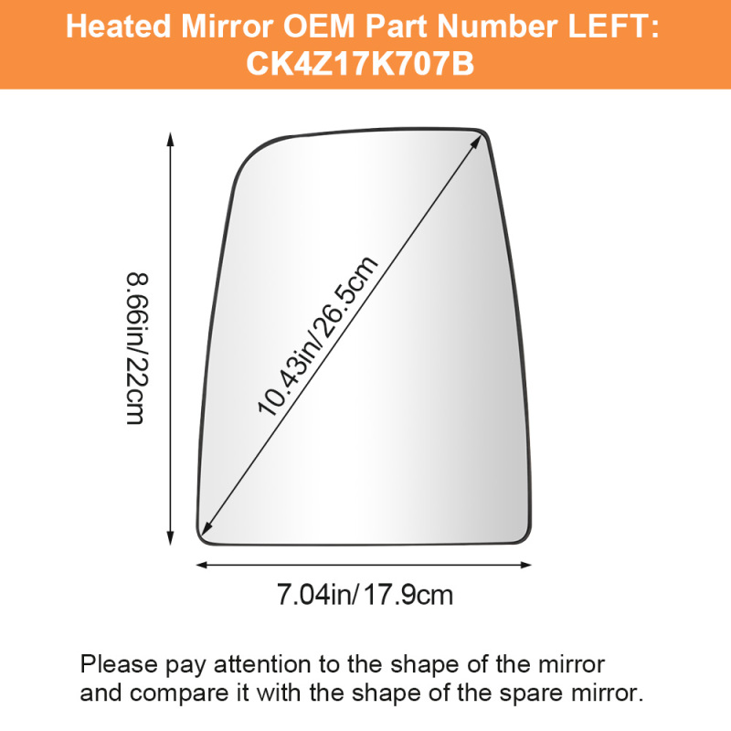 Side Heated Mirror Rear View Upper Mirror Glass Replacement for Ford Transit T150 T250 T350 2015 2016 2017 Convex Mirror Replaces CK4Z17K707B CK4Z17K707D