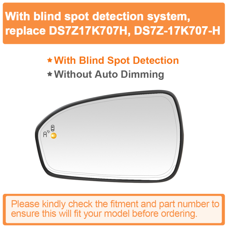 Side Door Heated Mirror Glass Replacement with Blind Spot Detection BLIS for Ford Fusion 2013 2014 2015 2016 2017 2018 2019 2020 2021 DS7Z17K707H DS7Z17K707C