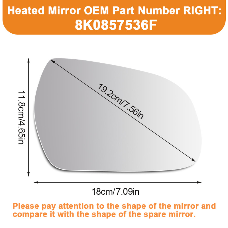 Side Mirror Glass Heated for Audi A3 8P 2010-2013 A4 B8 2009-2015 A5 8T 2009-2017 8K0857535F/8K0857536F