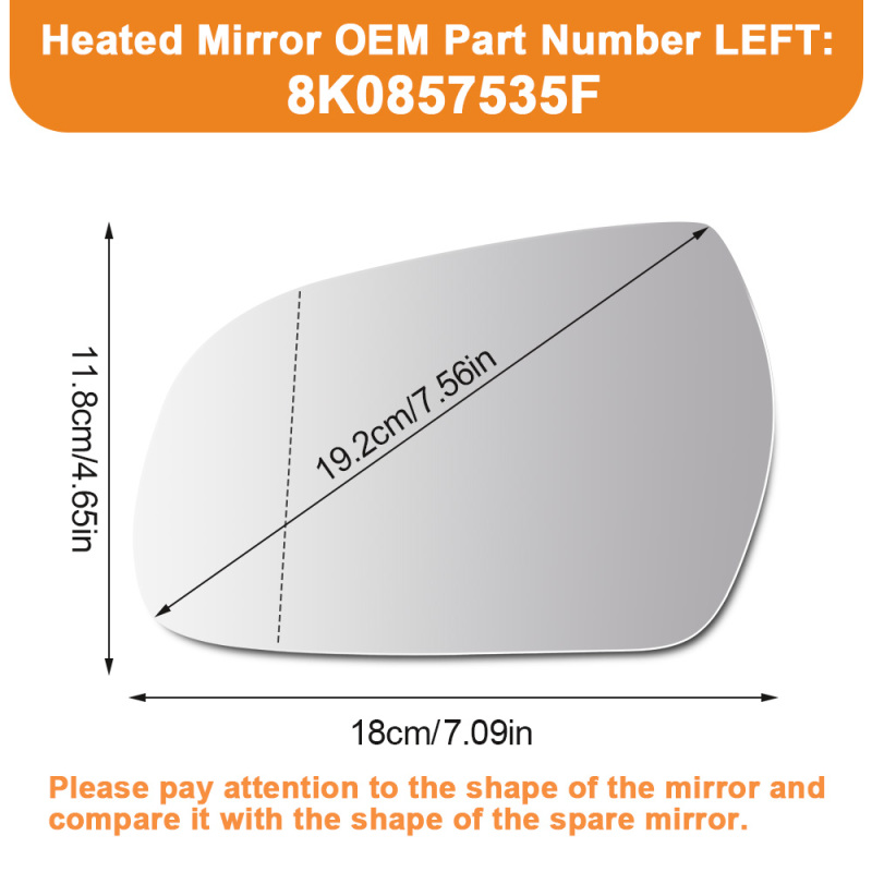 Side Mirror Glass Heated for Audi A3 8P 2010-2013 A4 B8 2009-2015 A5 8T 2009-2017 8K0857535F/8K0857536F